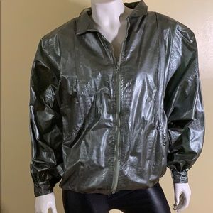 Vintage 80’s Unisex Vinyl Bomber Jacket Whippette. Good vintage wear or costume.